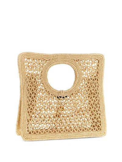 Jacquemus Small The Spiaggia Circular-handle Crochet Tote Bag In Sand
