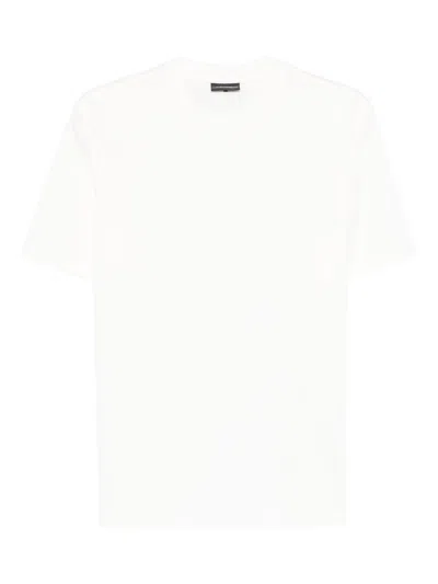 Emporio Armani Asv Domed Logo Pima-jersey T-shirt In White