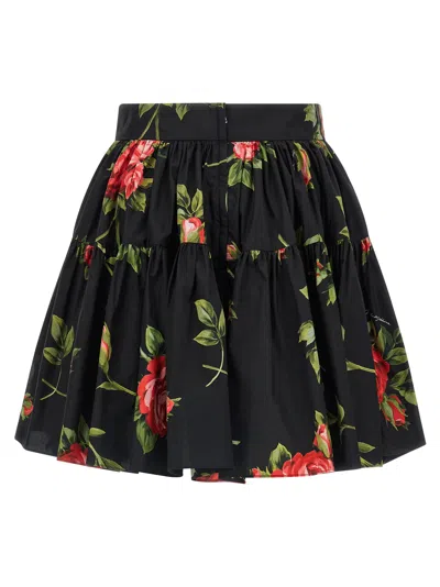 Dolce & Gabbana Black Mini Skirt With Floral Print Dolce E Gabbana