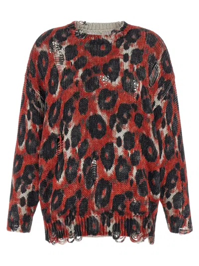 R13 Distressed Leopard-print Cotton Sweater In Multi