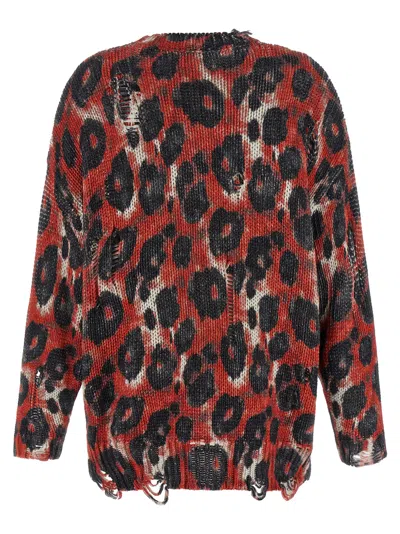 R13 Distressed Leopard-print Cotton Sweater In Multi
