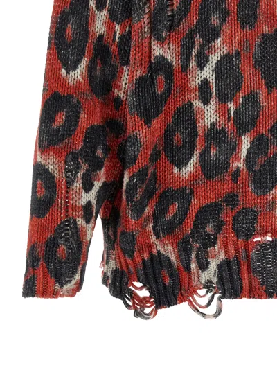R13 Distressed Leopard-print Cotton Sweater In Multi