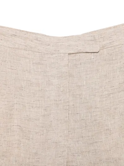 Emporio Armani Linen Trousers High Waist Wide Leg Textured In Neutral