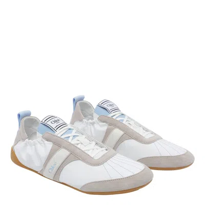 Chloé White Calf Leather Bos Taurus Athletic Sneakers In Multi