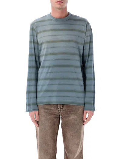Our Legacy Mens Spray Fade Ghost Stripe Striped Boxy-fit Long-sleeve Cotton-shirt In Blue