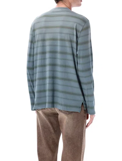 Our Legacy Mens Spray Fade Ghost Stripe Striped Boxy-fit Long-sleeve Cotton-shirt In Blue