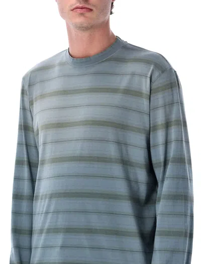 Our Legacy Mens Spray Fade Ghost Stripe Striped Boxy-fit Long-sleeve Cotton-shirt In Blue