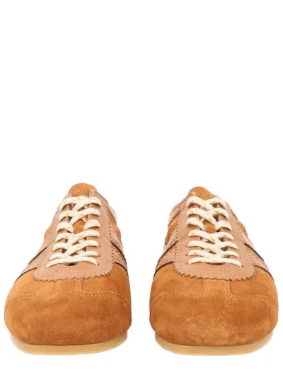 Dries Van Noten Women Beige Low-top Sneakers With Two-tone Lace-up In Suede Woman In Multi