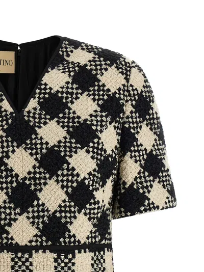 Valentino Womens Betulla Nero Diamond-check Textured Woven Mini Dress In Multi