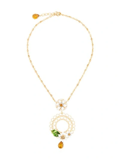 Dolce & Gabbana Floral Cage Necklace In Metallic