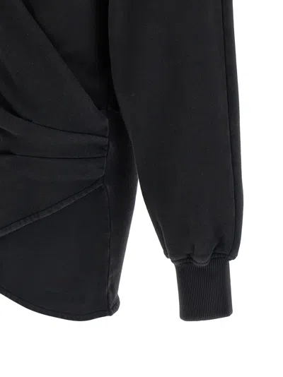 Attico Hooded Wrap Dress Long Sleeves Drawstring In Black