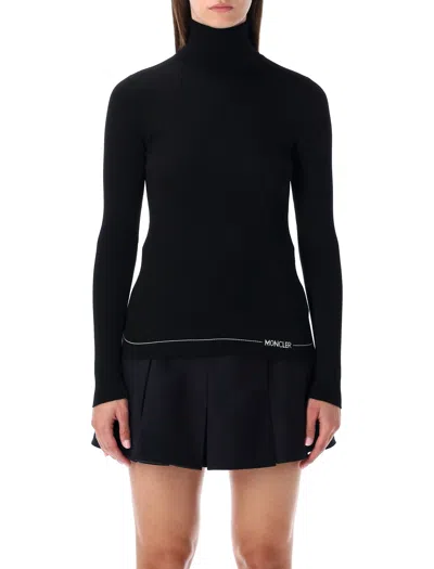 Moncler Fitted Turtleneck Knitwear Long Sleeves In Black