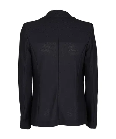 Seventy Fitted Technical Mesh Blazer With Classic Lapel In Black
