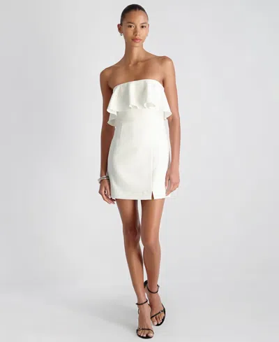 French Connection Whisper Strapless Frill Mini Dress In White