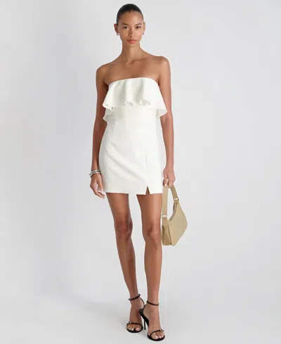 French Connection Whisper Strapless Frill Mini Dress In White