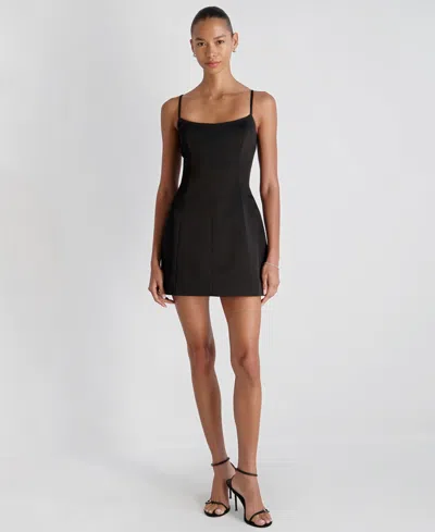 French Connection York Satin Mini Dress In Black