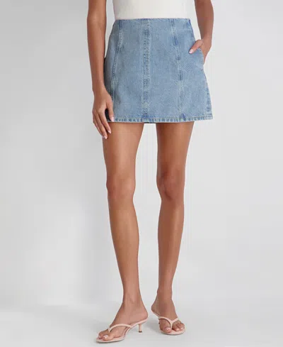 French Connection 90s Denim Multi Seam Mini Skirt In Blue