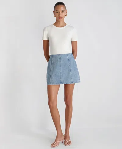 French Connection 90s Denim Multi Seam Mini Skirt In Blue