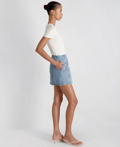 French Connection 90s Denim Multi Seam Mini Skirt In Blue