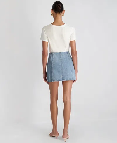 French Connection 90s Denim Multi Seam Mini Skirt In Blue