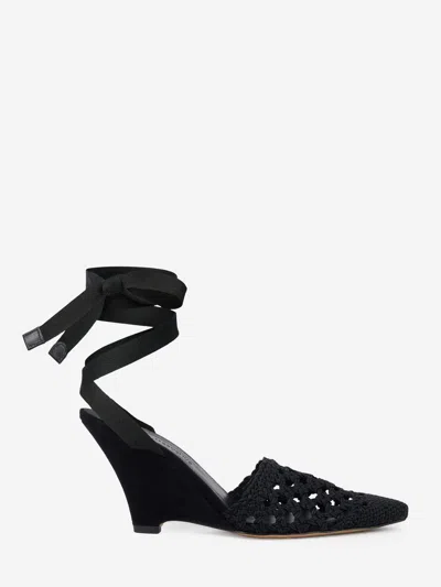 Jacquemus Woven Ankle-tie Heeled Sandals In Black