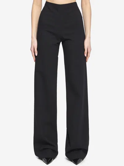 Gucci Stretch Wool Blend High Waist Trousers In Black