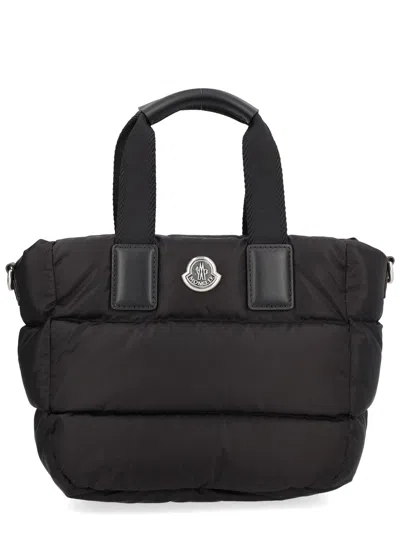 Moncler Borsa A Mano Caradoc Mini In Tessuto Nero Donna In Black