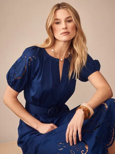 J.mclaughlin Women's Marley Embroidered Dress Nautical Navy In Blue