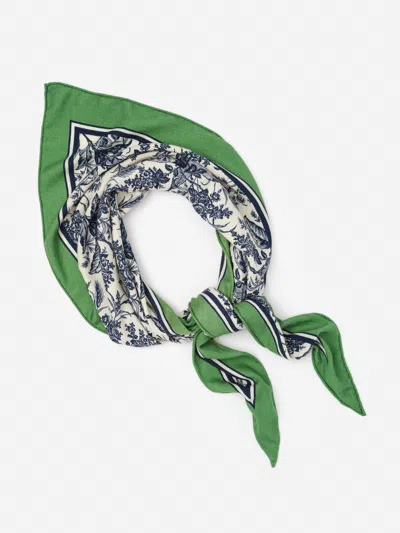 J.mclaughlin Women's Sarita Scarf In Giardino Toile Corner White/navy | Cashmere/silk In Purple