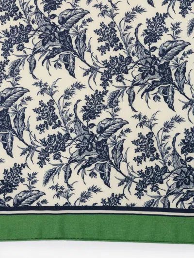 J.mclaughlin Women's Sarita Scarf In Giardino Toile Corner White/navy | Cashmere/silk In Purple