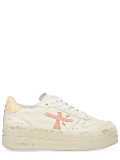 Premiata Micol 8196 Double Layer Platform Trainers In White