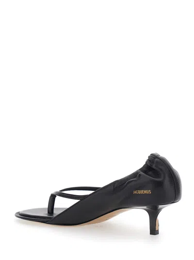 Jacquemus Nu Pieds B Open Toe Kitten Heel Sandals In Black