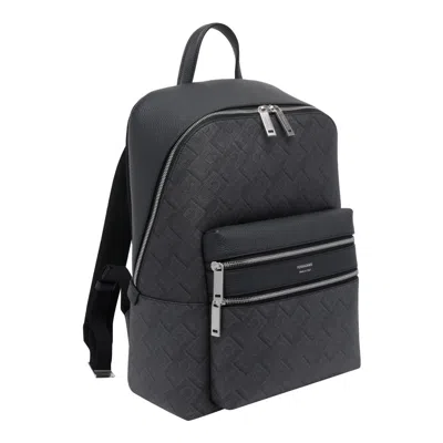 Ferragamo Embossed Gancini Backpack In Black