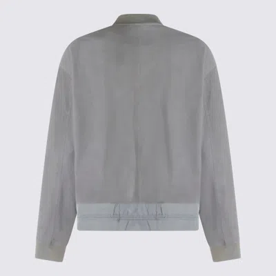 Moorer Grey Leather Jacket In Blue