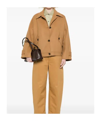 Closed Flap-pocket Buttoned Jacket In Brown