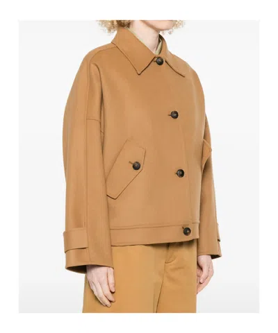 Closed Flap-pocket Buttoned Jacket In Brown