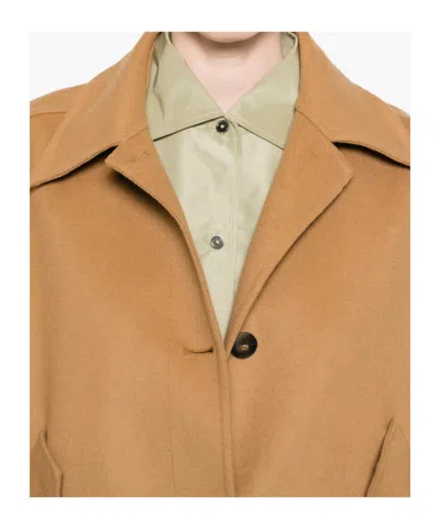 Closed Flap-pocket Buttoned Jacket In Brown