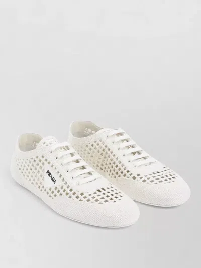 Prada White Logo Sneakers In White