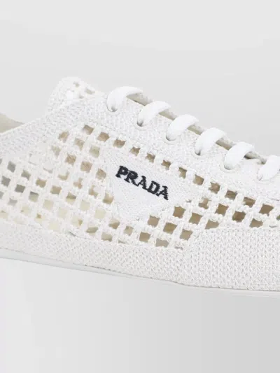 Prada White Logo Sneakers In White