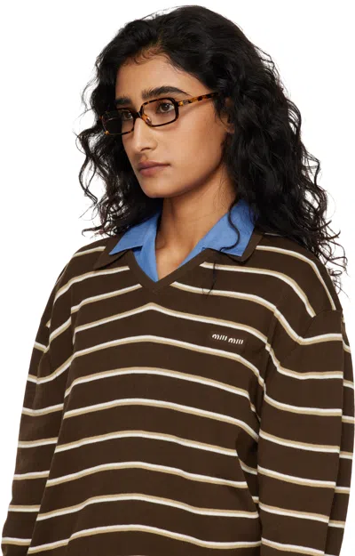 Miu Miu Regard Rectangular Sunglasses In Brown