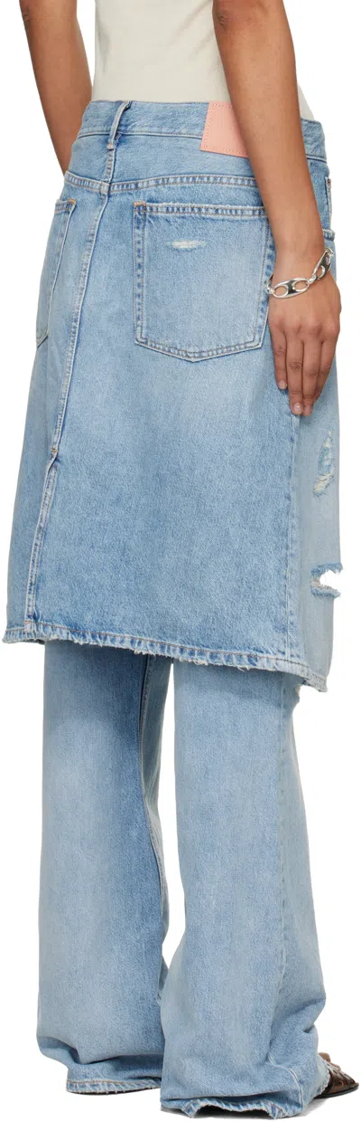 Acne Studios Distressed Layered Wide-leg Jeans In Blue