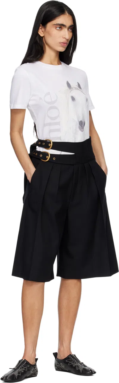 Chloé Cotton Crew Neck Graphic Short Sleeve T-shirt In White