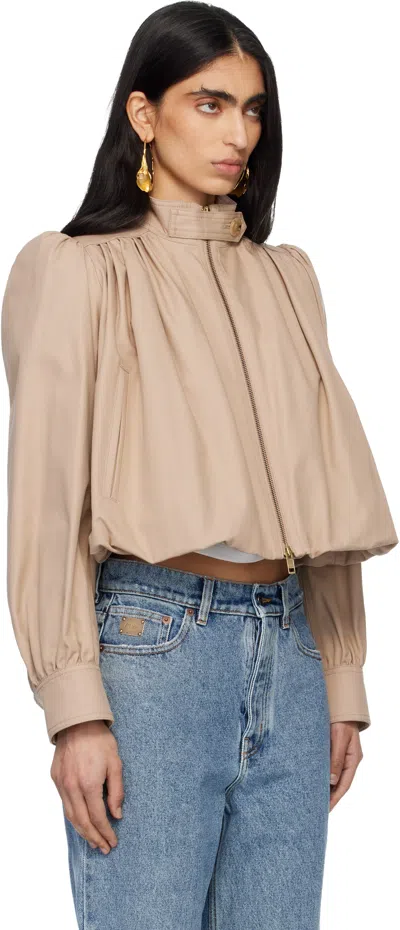 Chloé Women Beige Cropped Jacket With Gathered Shoulders In Cotton Woman In Neutral