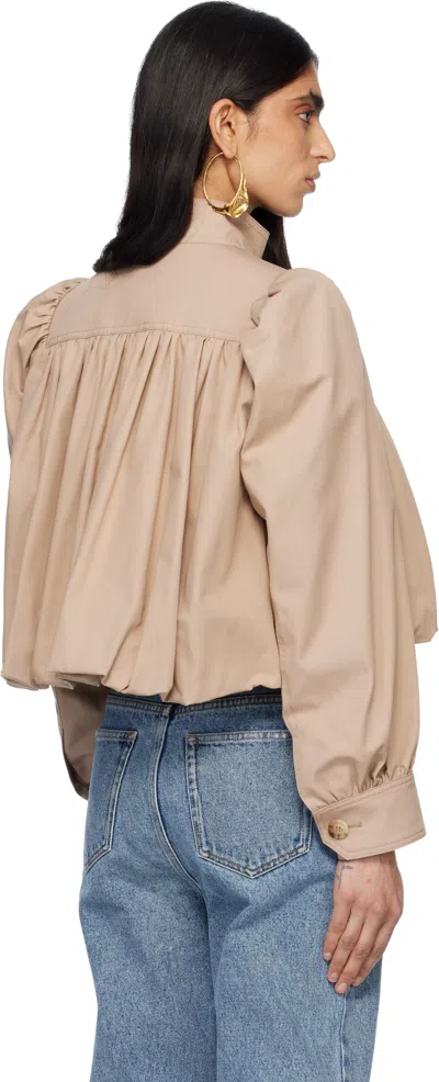Chloé Women Beige Cropped Jacket With Gathered Shoulders In Cotton Woman In Neutral