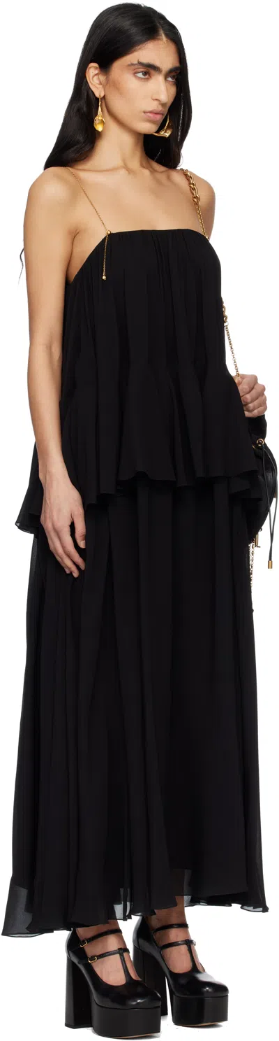Chloé Open-back Embellished Tiered Silk-georgette Maxi Dress In Black