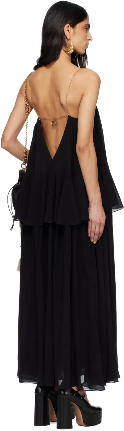 Chloé Open-back Embellished Tiered Silk-georgette Maxi Dress In Black