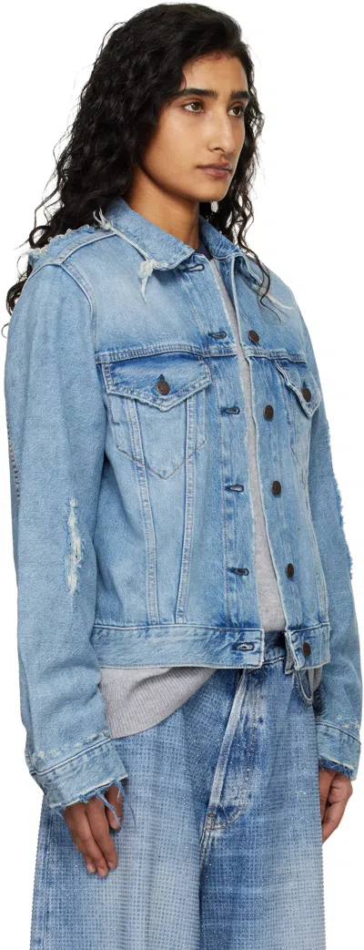Acne Studios Blue Distressed Denim Jacket