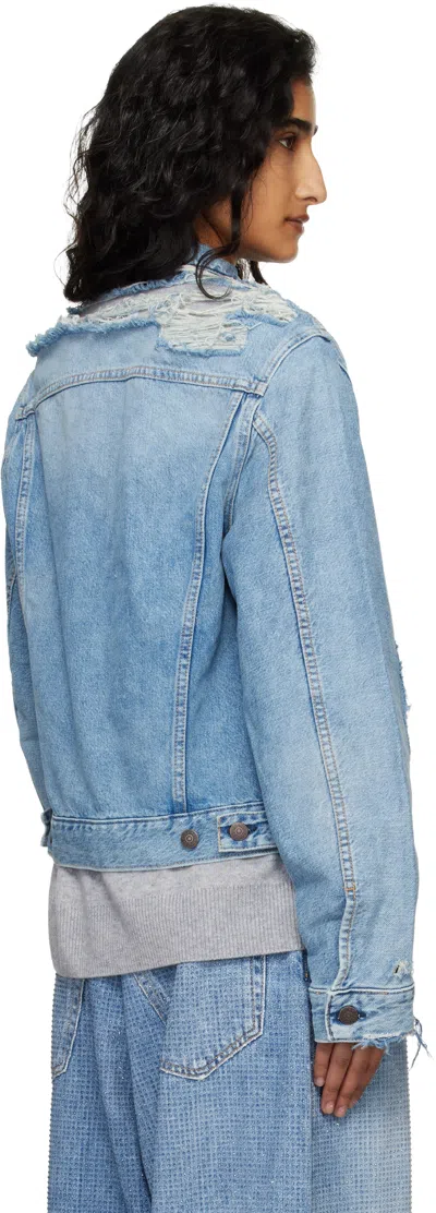 Acne Studios Blue Distressed Denim Jacket
