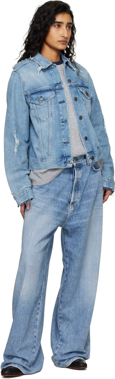 Acne Studios Blue Distressed Denim Jacket