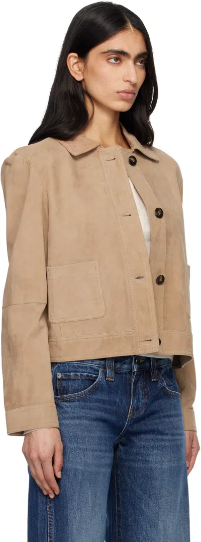 Max Mara Tan Baia Suede Jacket In Black